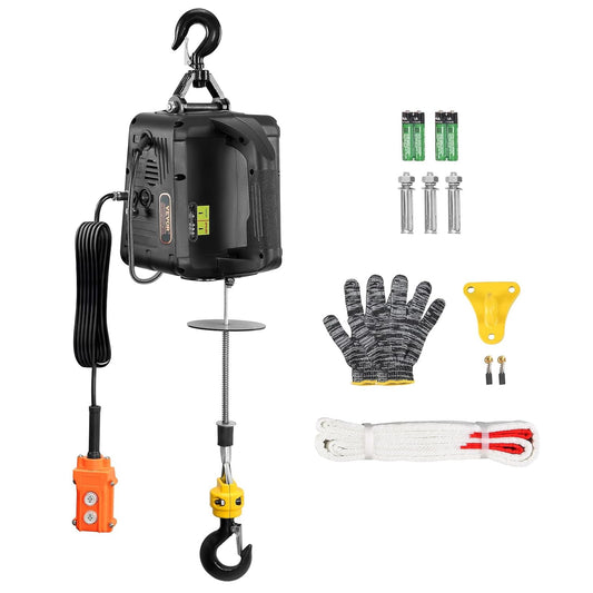 VEVOR 2-in-1 Electric Winch 500 kg Load Capacity Cable Lifter Lifter Speed ≥ 4m/min Motor Winch 7 m Lift Height Cable Lift 1500W Cable 2 Operating Modes Manual/Wired Remote Control