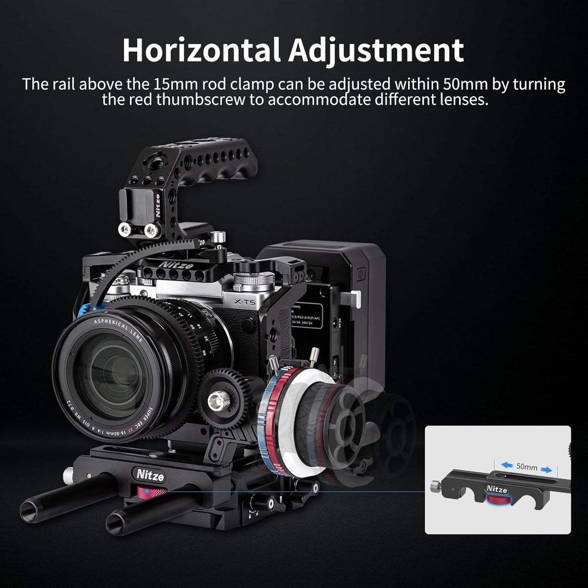 Volgfocus – Follow Focus – Scherpstelunit – Scherpstelwiel – Handmatige Focus – Voor 15 mm Dubbele Staven – 3 Verwisselbare Aandrijftandwielen – A/B-Hardstops & 360° Instelbaar