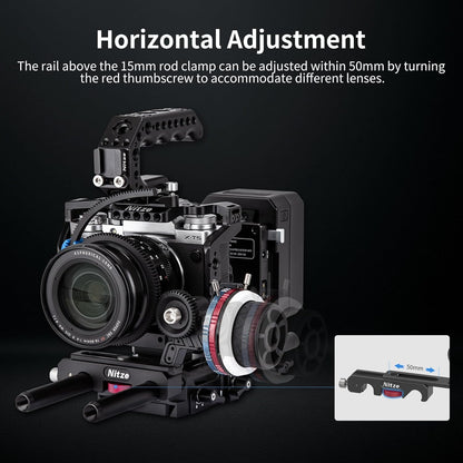 Volgfocus – Follow Focus – Scherpstelunit – Scherpstelwiel – Handmatige Focus – Voor 15 mm Dubbele Staven – 3 Verwisselbare Aandrijftandwielen – A/B-Hardstops & 360° Instelbaar