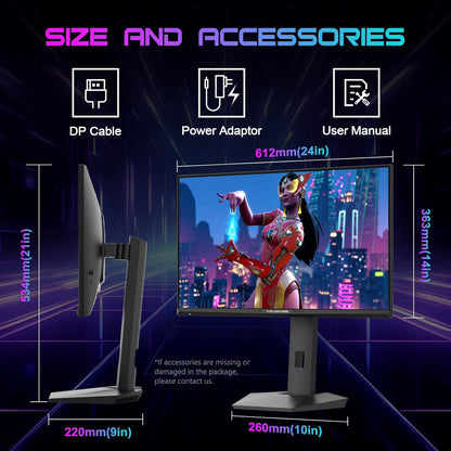 Minifire 27 inch QHD 300Hz Gaming Monitor 2K 2560 x 1440 1440P-1ms AMD FreeSync DCI-P3 98% HDR10, 2 x DP1.4, 2 x HDMI, Height Adjustable (MFG27F6Q Pro) - QUORE