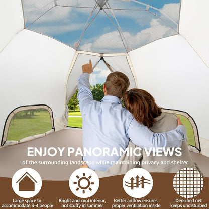 Chihee Pop-up staande tent, campingtent, familiekabinetent met luifel, veranda, 3-persoons, outdoortent met schermruimte, grote capaciteit, waterdicht en winddicht, eenvoudige opbouw, wandelen