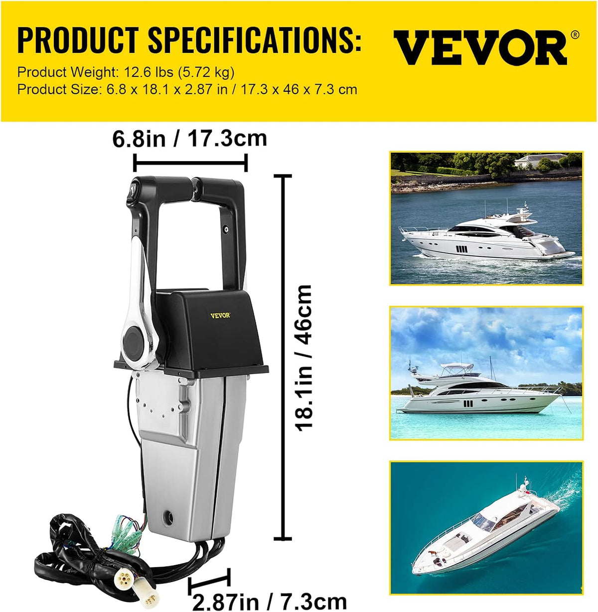 VEVOR Yamaha 704-48207-13 Buitenboordmotor Boot Afstandsbediening Doos Zijgemonteerd Externe Gashendel voor Buitenboordmotor Yamaha 704-48207-13