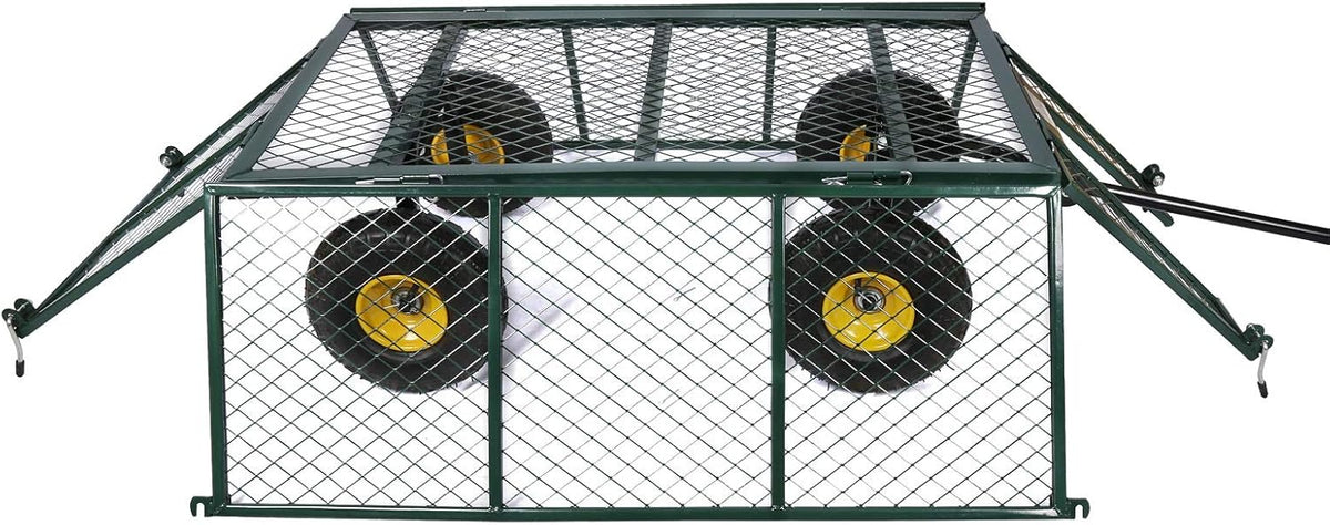 Wiltec transportwagen tot 550 kg met metalen roosters, tuinwagen met afneembaar zeil, handkar met legbord, tuinkar voor gebruik op gras en grind