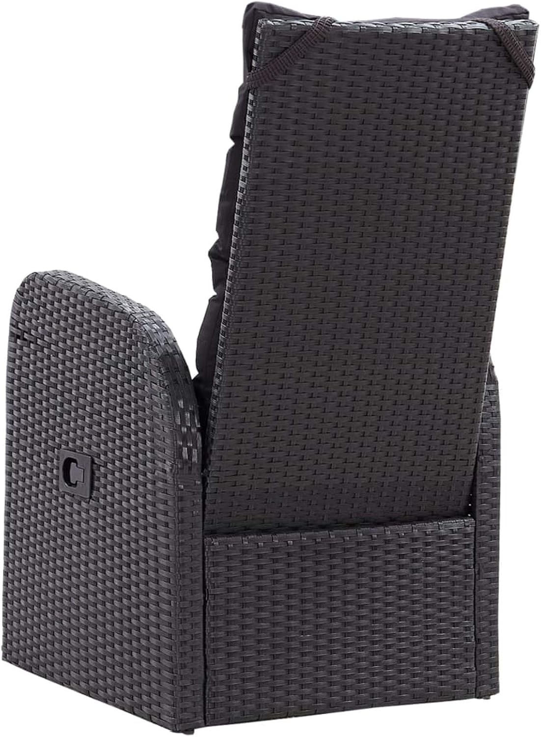 Tidyard Polyrattan Garden Chair with Backrest Black with Cushion Rattan Garden Chair 57 x 73 x 105 cm - QUORE