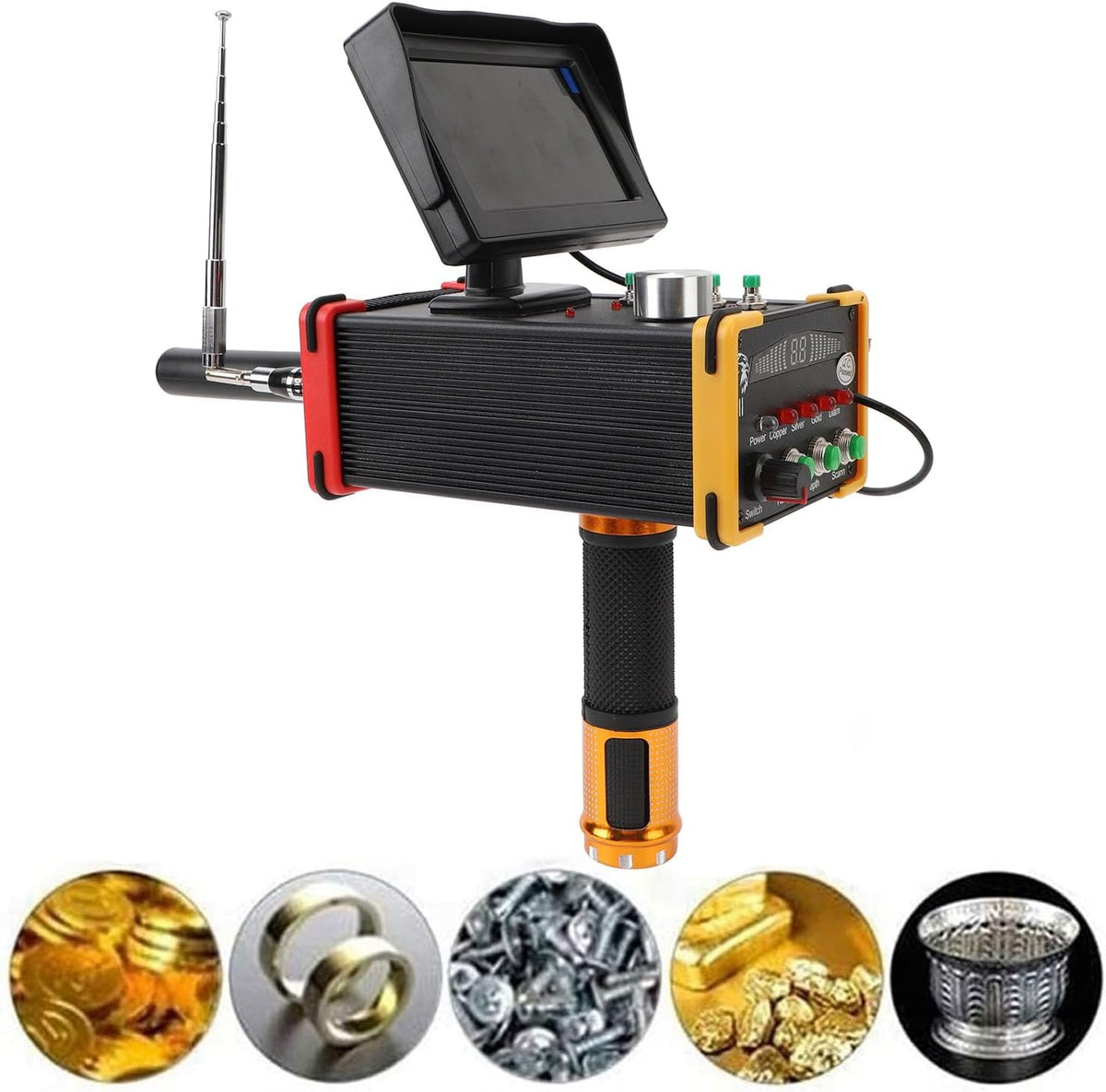 Metaaldetector – Metaalscanner – Metaalzoeker – Goudzoeker – Schatzoeker – 15 M Diepte – Groot LCD-Scherm Met Achtergrondverlichting