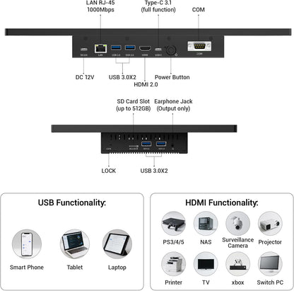 Panel PC Tablet All in One-HEIGAOLAPC Panel Tablet PC Win11 Pro, 15.6 Inch Industrial Touch Screen Monitor Computer, Celeron N5095, 8GB Ram 128GB ROM, 1920*1080 IPS, USB3.0*4, RS232, LAN, HDMI - QUORE