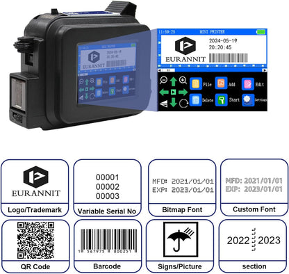 XMINI 12,7 mm draagbare inkjetprinter, draagbare mini-inkjetcoderingsmachine voor tekstcodering, QR-code, batchnummer, logo, datum, sneldrogende inkt, 42 ml, zwart