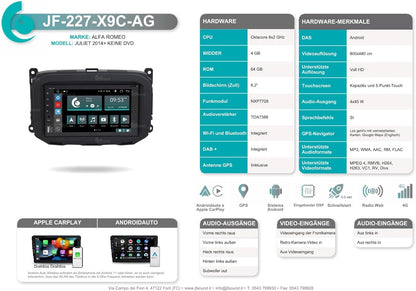Autoradio Alfa Romeo Giulietta – Auto Stereo – Multimedia Speler – Navigatiesysteem – Infotainment – 6,2" Touchscreen – 8-Core Processor – Bluetooth & CarPlay Android Auto