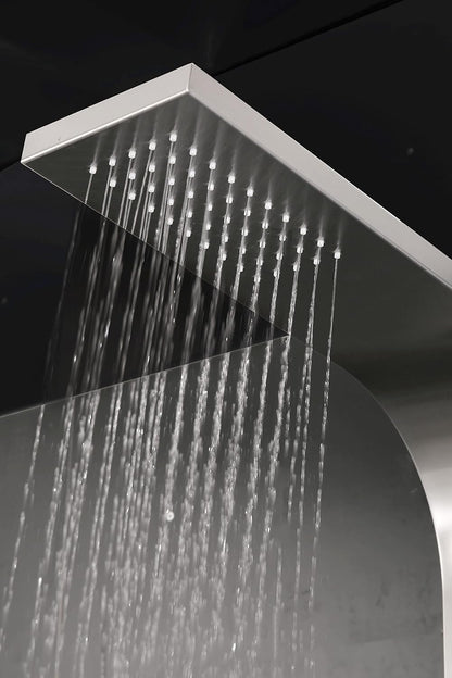 MARWELL Douchepaneel Care chroom 150 x 15 cm douchezuil van geborsteld roestvrij staal doucheset met 2 verschillende douchefuncties, regendouche en handdouche