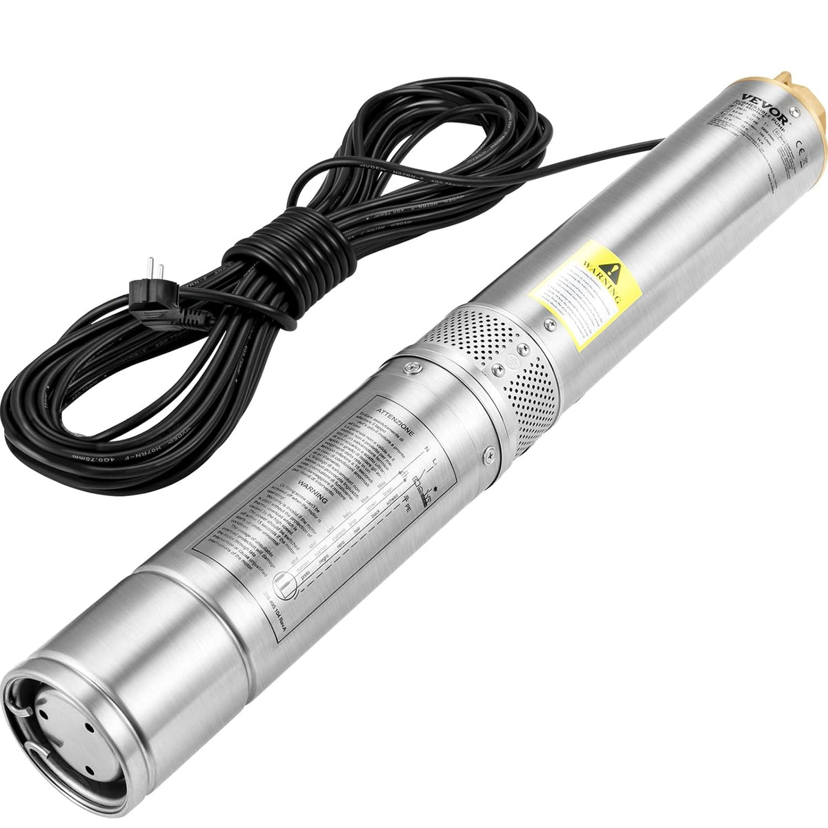 VEVOR Diepbronpomp motor met 750 W, dompelpomp voor fonteinen, 230 V, 50 Hz, dompelpomp voor fonteinen, maximale debiet van 105 l/min, bronpomp voor akkerland, fabrieken, mijnbouw
