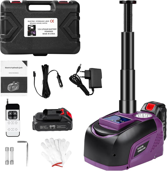 Elektrische hydraulische krik 5 ton – Autokrik – Wagenkrik – Krikset – Bandenwissel krik – Met 12V 6,0 Ah Batterij & Oplader – Draadloze Afstandsbediening & LED Lamp