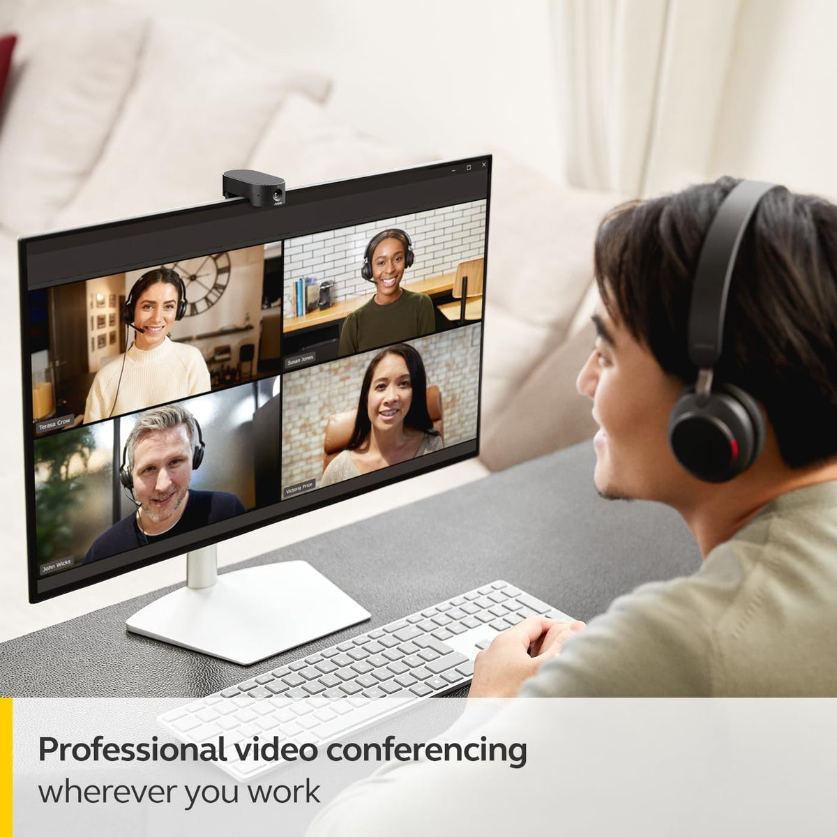 Jabra PanaCast 20 4K video conferencing camera - flexibele plug-and-play webcam, persoonlijke video-oplossing met AI-gebaseerde 4K Ultra HD, intelligente belichting en zoom