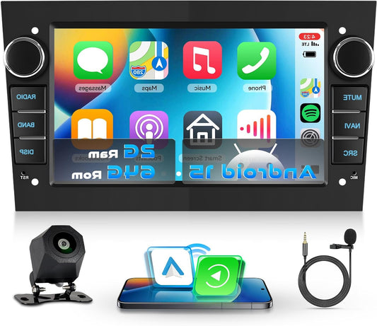 Car Radio 2G+64G Android 15 für Vauxhall Opel Corsa C/D Zafira B Astra H Zafira b Meriva Vivaro Signum Combo, 7'' IPS Touch Screen mit Carplay Android Car GPS Wi-Fi USB Bluetooth FM RDS Camera - QUORE