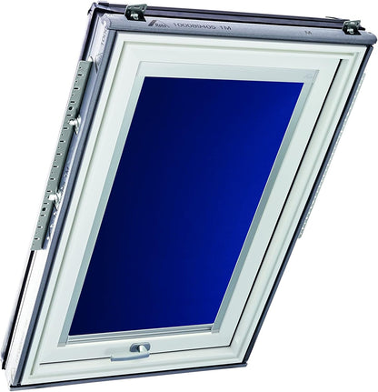 Origineel Roto Rolgordijn Exclusiv ZRE - Geleiderail Zilver - Daglichtrolgordijn Voor Roto Dakvensters Serie Designo R6/R8, i8 en Classic 64/84 - Maat 114/160 | 11/16 - Kleur Stof Blauw - QUORE