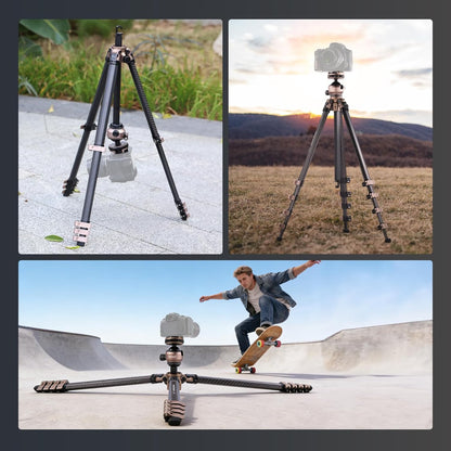 Reisstatief – Camera Statief – Fotostatief – Videostatief – Tripod – Koolstofvezel – 16,5 tot 155 cm – Draagvermogen 10 kg
