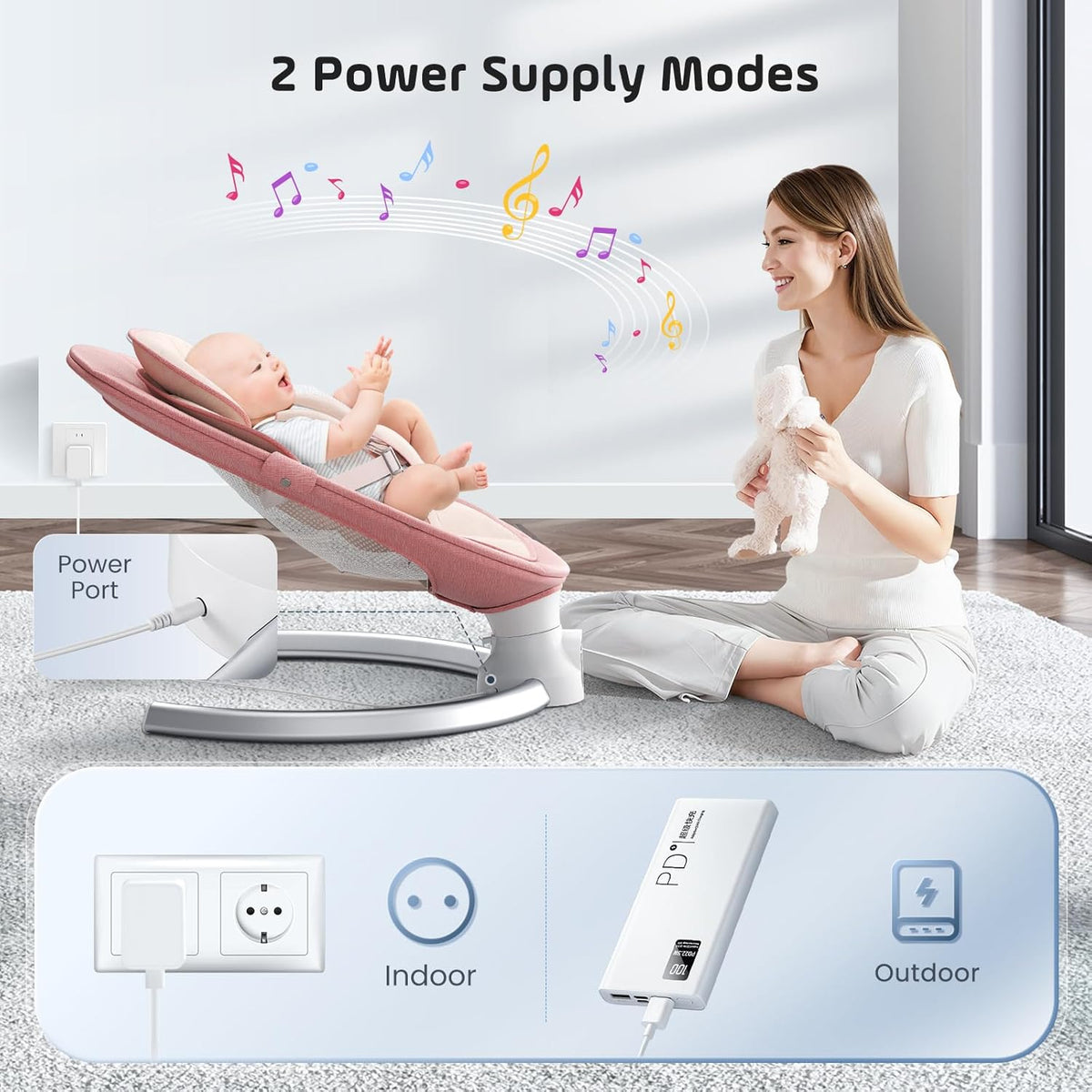 BlundiQue Pink Bouncer for Babies, Lamb, Grey, Soft and Lined - QUORE