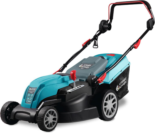 K&S Könner & Söhnen KS 42LM Elektrische grasmaaier, 1800 W, 420 mm maaibreedte, 25-80 mm maaihoogte, 5 standen, grasopvangbak van 40 liter, mulchfunctie