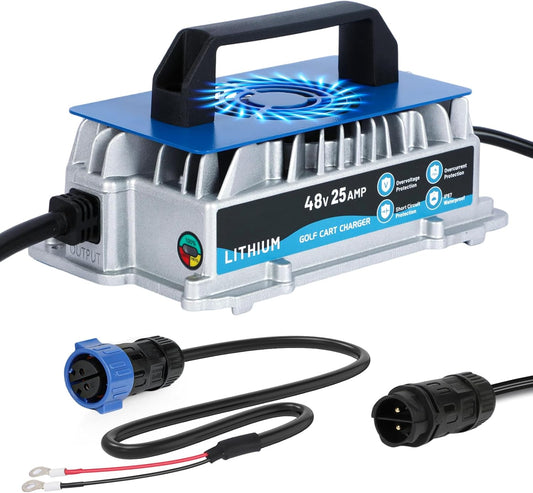 48V LiFePO4 Acculader – Lithium Batterijlader – Oplaadadapter – Power Charger – Accuvoeding – 58,4V 25A 1250W – IP67 Waterdicht Met Koelventilator