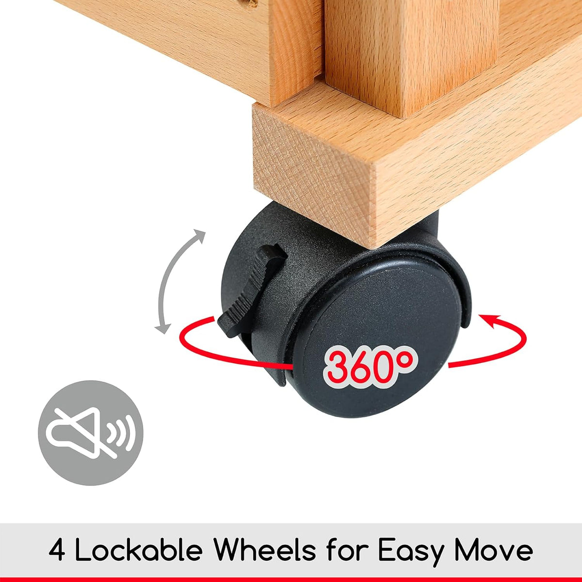 Opbergwagen – Opbergkar – Kar Op Wielen – Trolley – Studiowagen – 3-Laagse Uitvoering – Massief Beukenhout – 360° Zwenkwielen Met 2 Remmen