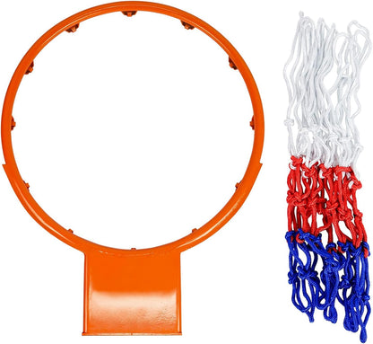 Aoneky Basketbal Hoepel Φ45cm met Nylon Net, 18 mm Massieve Stalen Ring, Bord voor Basketbaltraining Binnen en Buiten
