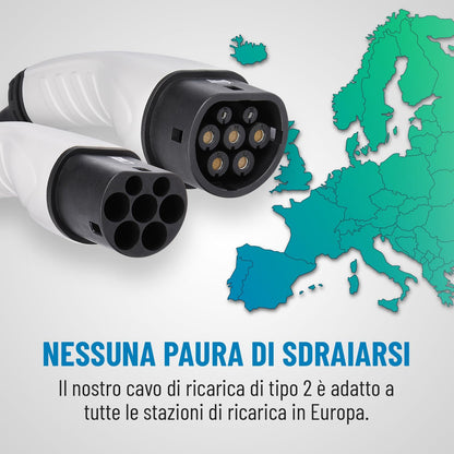 <font dir="auto" style="vertical-align: inherit;"><font dir="auto" style="vertical-align: inherit;">        ABSINA Type 2 charging cable 22 kW and 32 A for hybrid and electric cars, 7.5 meter car charging cable type 2, 3-phase, mode 3 charging cable, comp