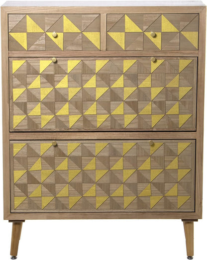DRW Schoenenkast met 2 laden en 2 deuren van paulownia-hout + MDF en grenenhout, 85 x 30 x 110 cm
