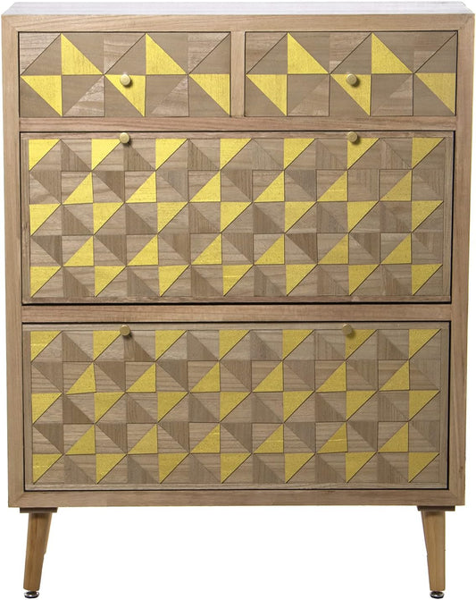 DRW Schoenenkast met 2 laden en 2 deuren van paulownia-hout + MDF en grenenhout, 85 x 30 x 110 cm