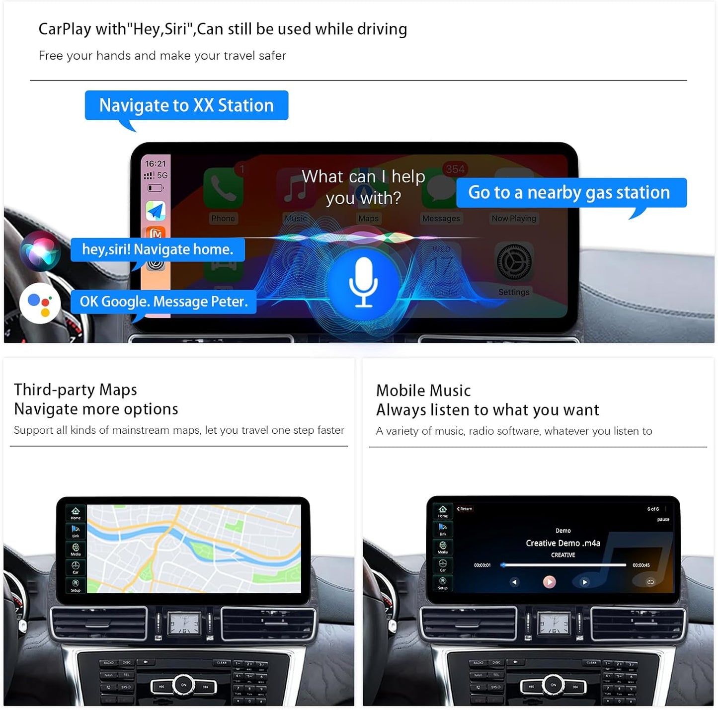 Auto Stereo – Multimedia Speler – Touchscreen Radio – Navigatiesysteem – CarPlay Android Auto – Ultraslank 12,3 Inch – Compatibel NTG 4.5/4.7 Mercedes-Benz ML GL 2005-2011