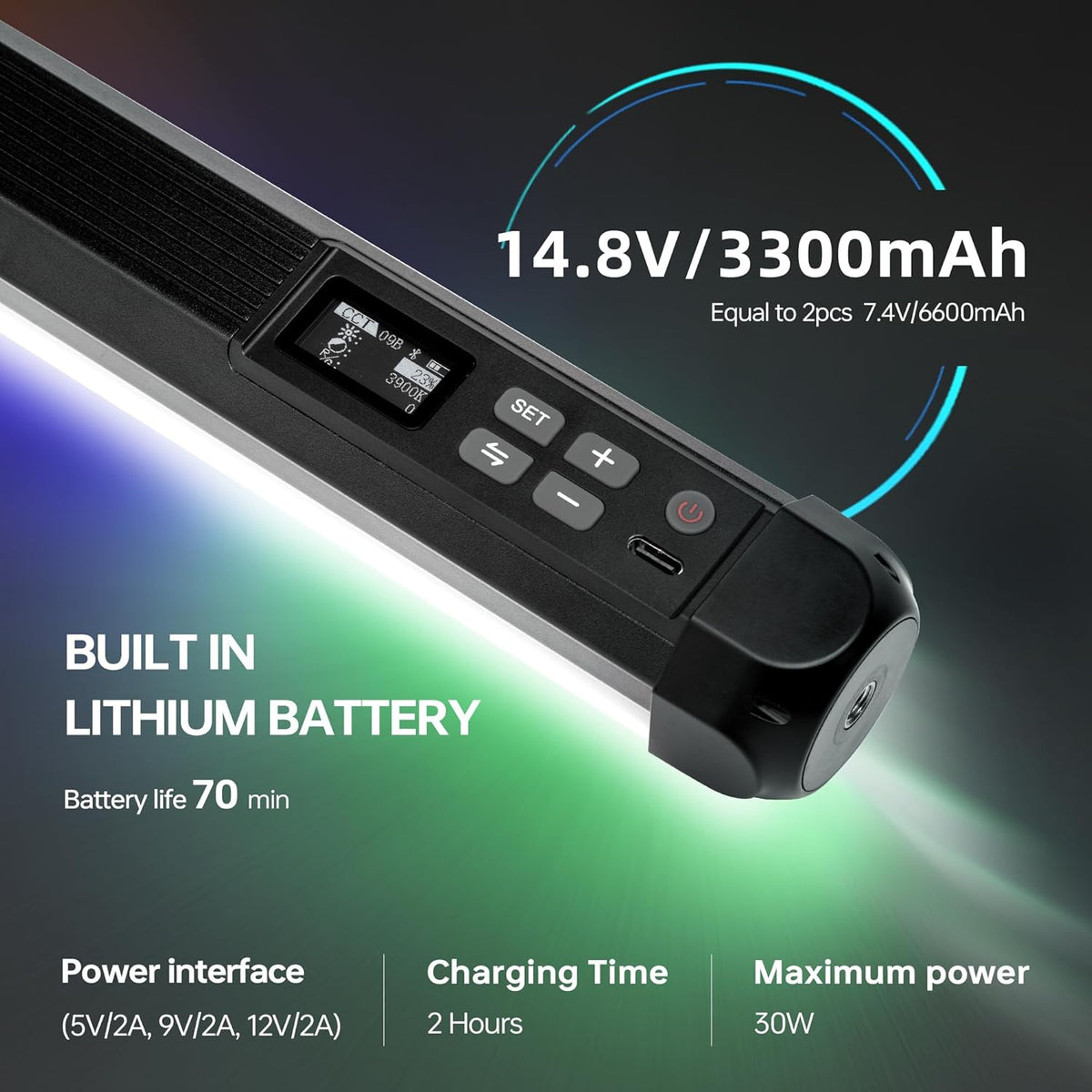 VILTROX K90 2 Pack RGB Tube Light, 30W 38 inch Grote RGBWY Fotografie LED Video Stick Light Wand met APP/2.4G/Afstandsbediening, CRI 97+, 26 scènes, 2500K-8500K, 14.8V/3300mAh batterij, magnetische