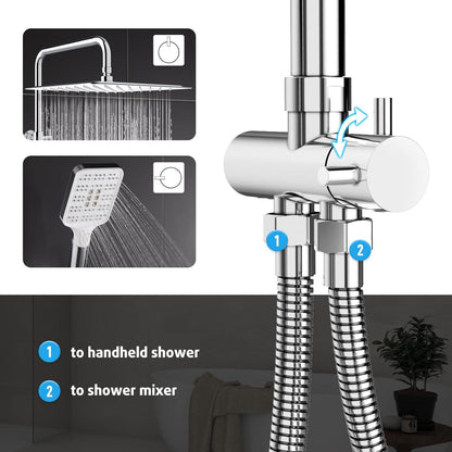 Vierkante Regendouche – Douche Systeem – Douche Set – Regendoucheset – Handdouche – 30x30 cm – 3-standen Handdouche – Verstelbare RVS Doucherail