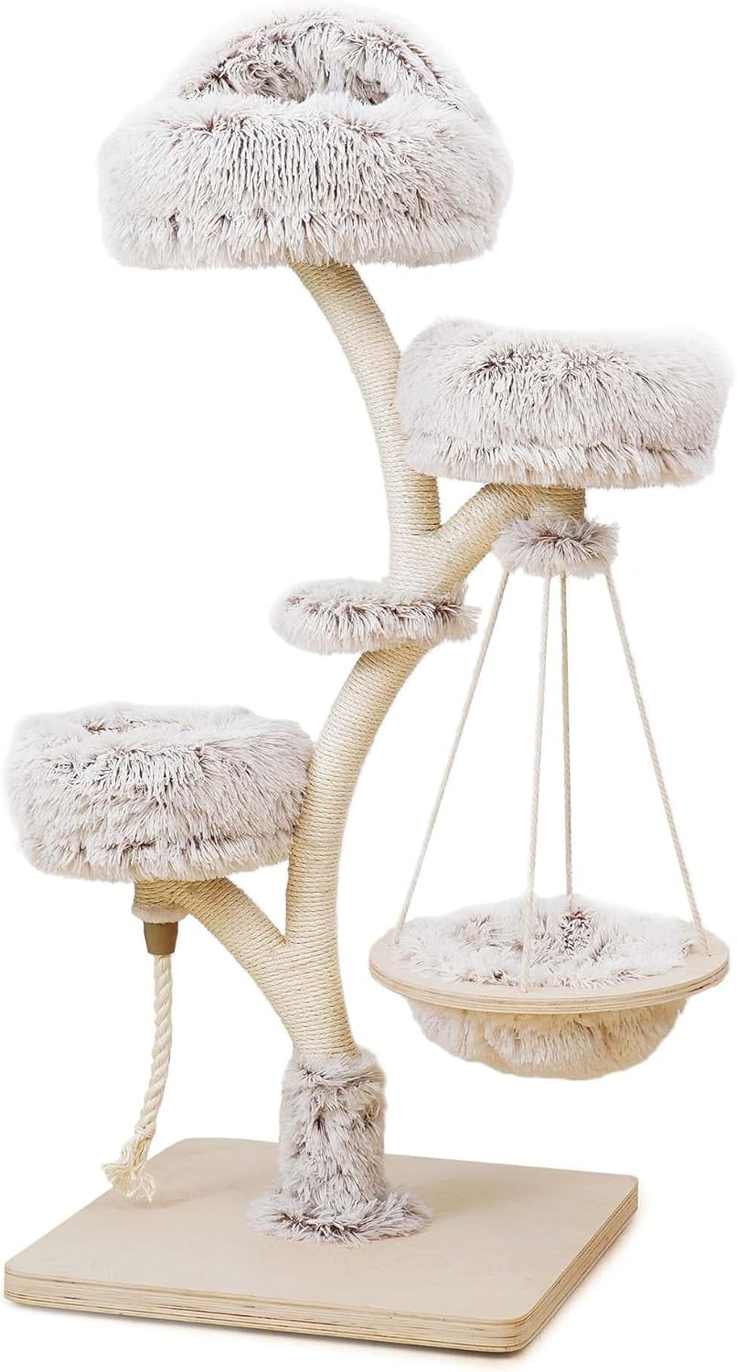Krabpaal – Kattenboom – Krabmeubel – Klimpaal – Kattenmeubel – 130 cm Hoog – Sisal Met Pluche Ligvlakken
