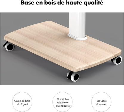 TV Standaard Verrijdbaar Wit – TV Trolley – TV Vloerstandaard – TV Stand Op Wielen – Mobiele TV Standaard – Geschikt Voor 32 Tot 70 Inch – Draaibaar En In Hoogte Verstelbaar
