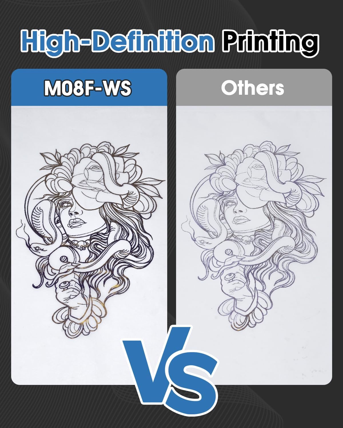 Phomemo M08F Tattoo Thermal Template Machine, A4 Professional Printer Machine, Drawing, Temporary and Durable Tattoos, with 10 Pieces Tattoo Paper - QUORE