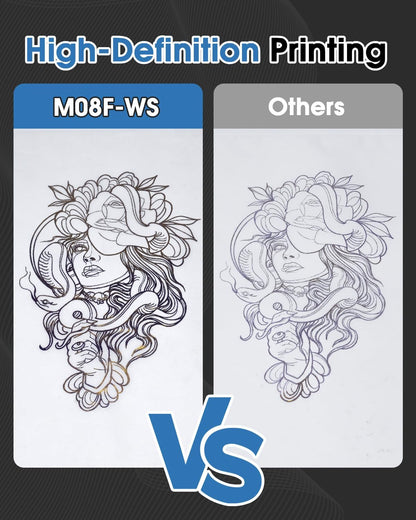 Phomemo M08F Tattoo Thermal Template Machine, A4 Professional Printer Machine, Drawing, Temporary and Durable Tattoos, with 10 Pieces Tattoo Paper - QUORE