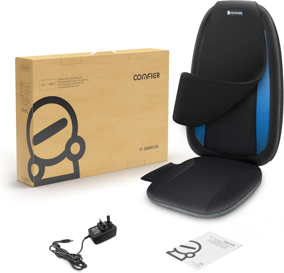 Comfier Shiatsu Rugmassageapparaat met warmte - Diep weefsel kneden massagestoel, massagestoelkussen voor volledige rug, stoelmassageapparaat voor gebruik thuis of op kantoor, cadeaus voor vrouwen,