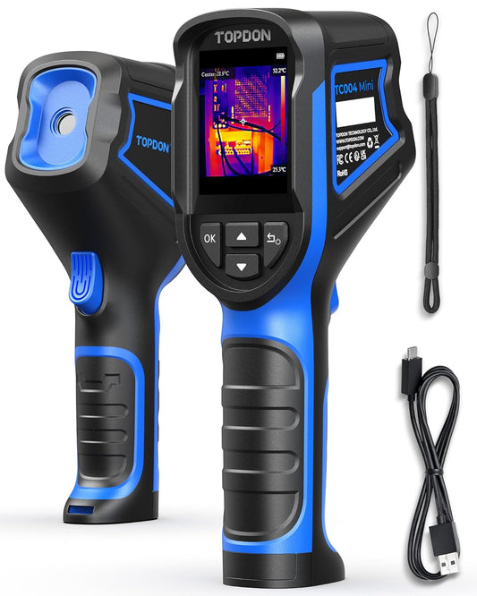 TOPDON TC004 Mini Thermal Imaging Camera, 240 x 240 IR Resolution, Handheld Thermal Camera, 15 Hours Battery Life, 25Hz Image Repeat Rate, -20°C to 450°C Temperature Range, - QUORE