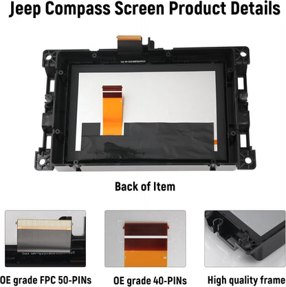 7 "Uconnect LCD Touchscreen Display met Beugel voor 2017-2020 Jeep Kompas Radio Navigatie Touchscreen Monitor Digitizer Vervang TDO-WXGA0700K00033-V2 TDO-WXGA0700K00057-V1 LMB-K00057BL-A