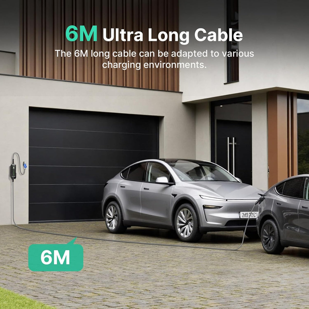 1-fase EV oplader type 2 Mobile Wallbox 7,2 KW met 32A CEE stekker, 1-fase EV oplader met 6 m laadkabel, IP66 waterdicht mobiel laadstation voor EV PHEV draagbare tassen