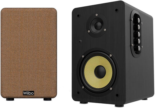 WIIBO - Neo 100 V2 - Draagbare Bluetooth-luidspreker in vintage-stijl, intelligente hifi-luidspreker, rek-luidspreker, vermogen 100 W, 250 mm x 180 mm x 300 mm, zwart en geel