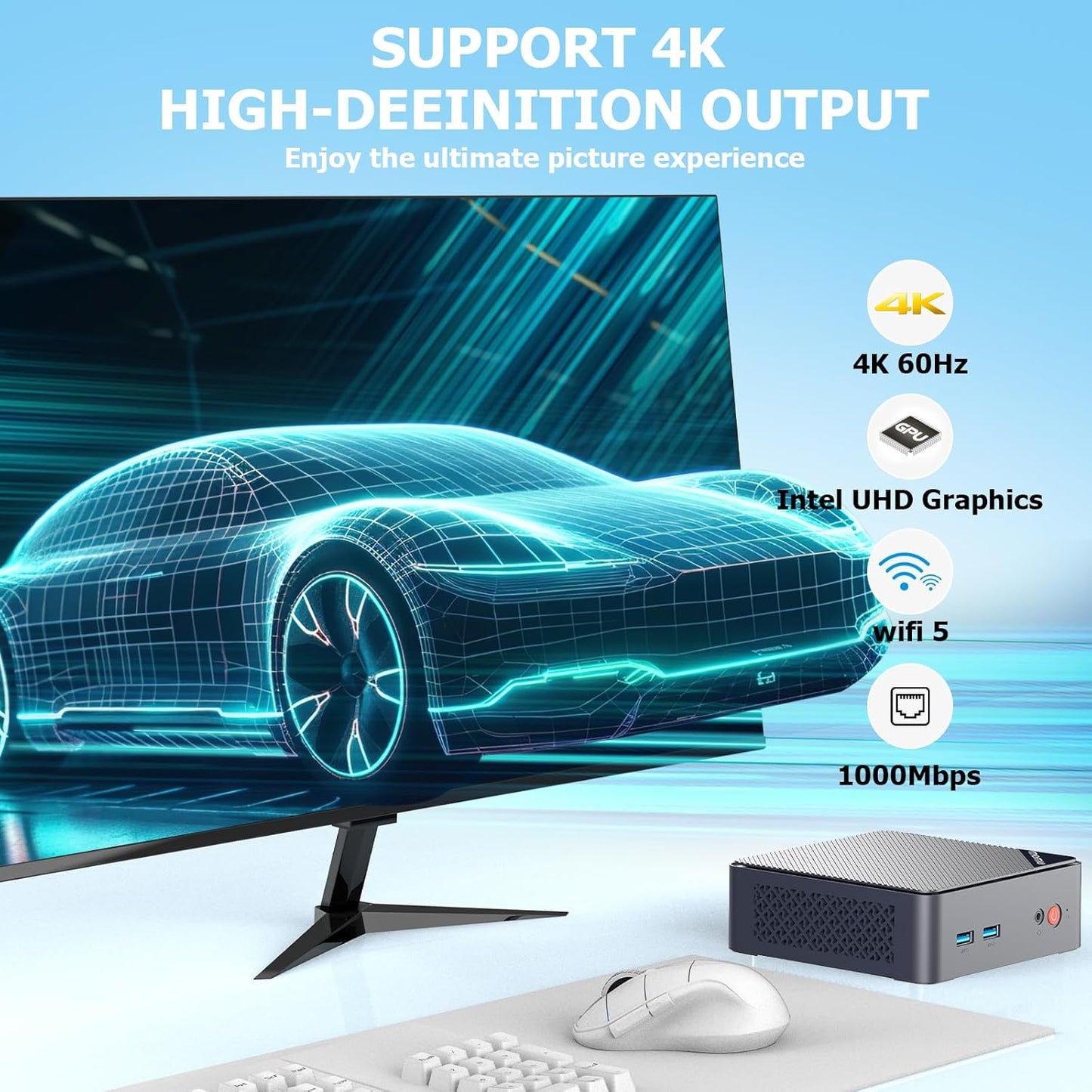 AWOW Mini PC Intel Gen12 N100 Quad Core 3.40GHz, 16GB DDR4 512GB M.2 SSD Windows 11 Pro Mini Desktop Computer, Micro PC Dual Display HDMI DP 4K @60Hz Gigabit Ethernet, WiFi5/BT5.2/USB3.0