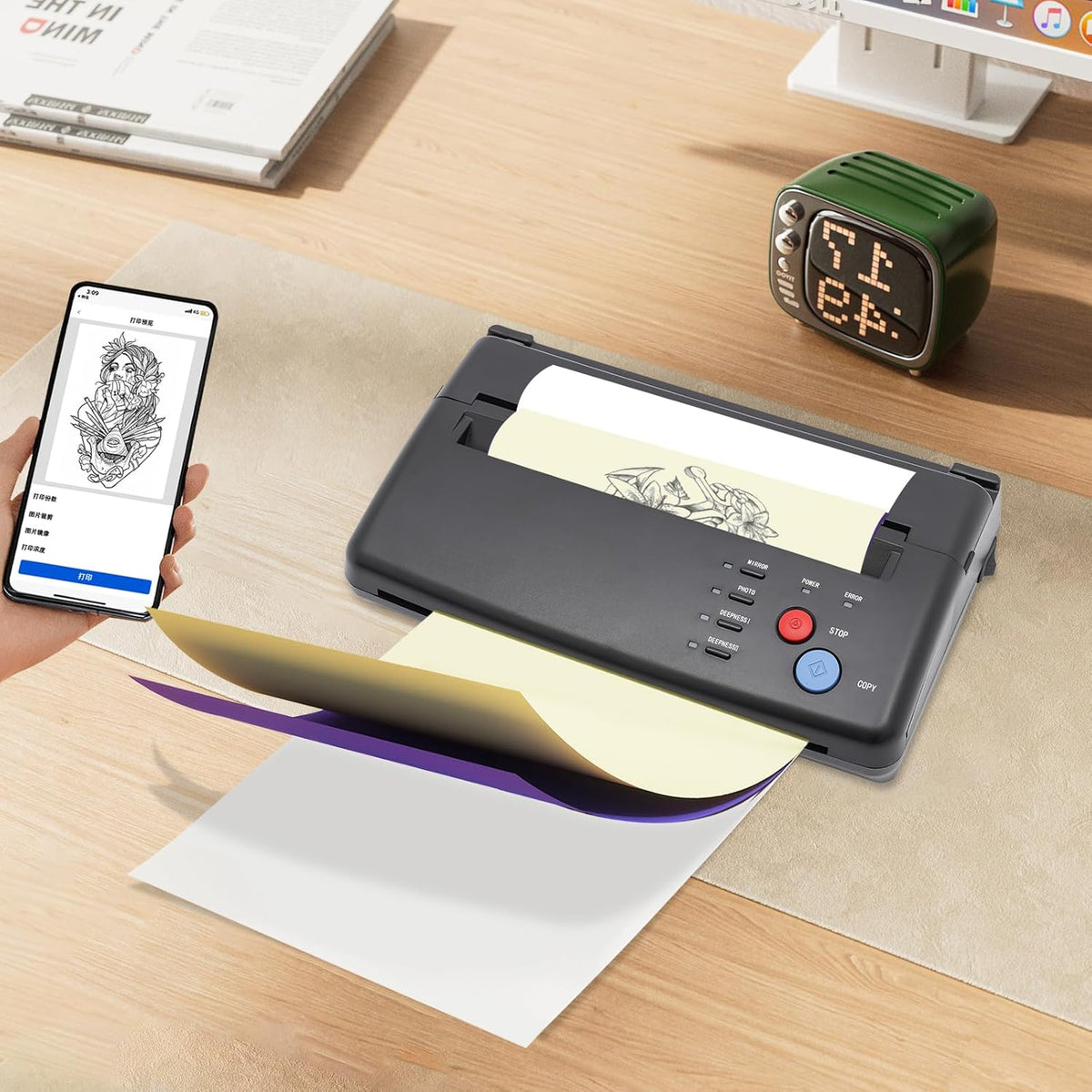 Thermische Transferprinter – Tattoo Printer – Stencil Maker – Transfermachine – DIY Printer – Hoge Resolutie 21 cm Scanbreedte – Duurzaam ABS Nylon Lood
