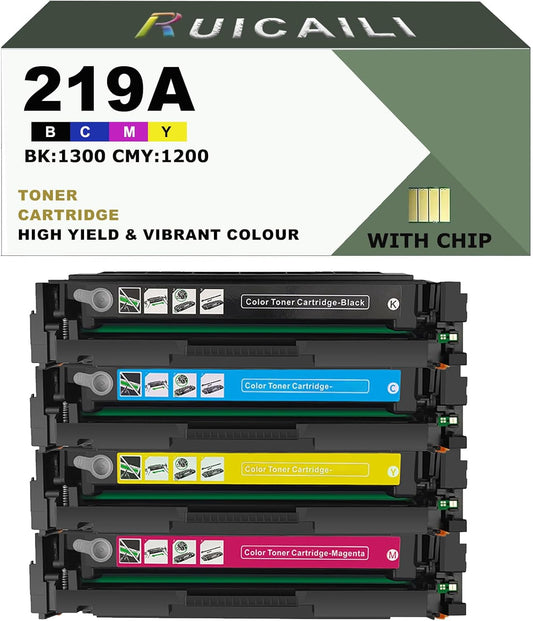 Replacement Work Toner Cartridge Compatible 219A for Color Laser Pro MFP 3302FDW 3302SDW 3302FDN 3302FDNG 3302FDWG 3302SDWG 3302DN 3302DW (4, Black Cyan Magenta Yellow) - QUORE