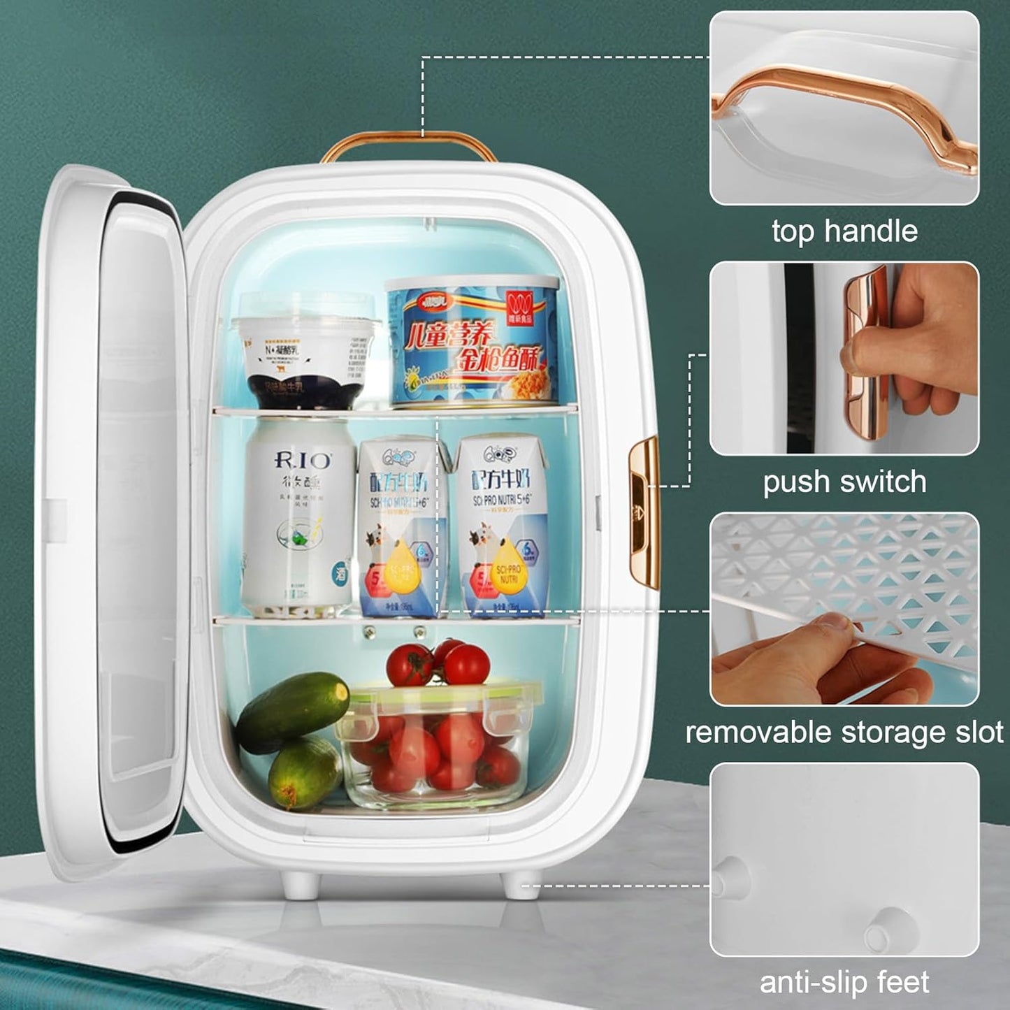 Mini-koelkast – Minikoelkast – Cosmetica Koelkast – Draagbare Koelkast – Slaapkamer Koelkast – 20 Liter Met Spiegel – Koelen En Verwarmen – AC220V/DC12V