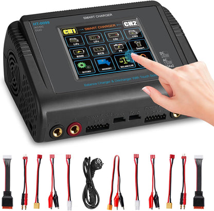 Batterijoplader – Acculader – LiPo Oplader – Balancer – Ontlader – Dual Kanaals – Touchscreen Display – 150W AC / 240W DC