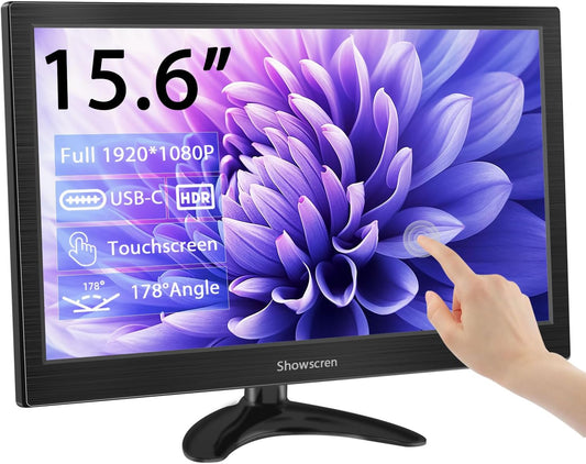 PC Screen Touch Screen 15.6 Inch Touch Portable Monitor IPS HDR 1920 x 1080 60Hz HDMI/USB C Port Monitors with Speakers for Laptop/PS4-5/Switch, VESA Compatible - QUORE