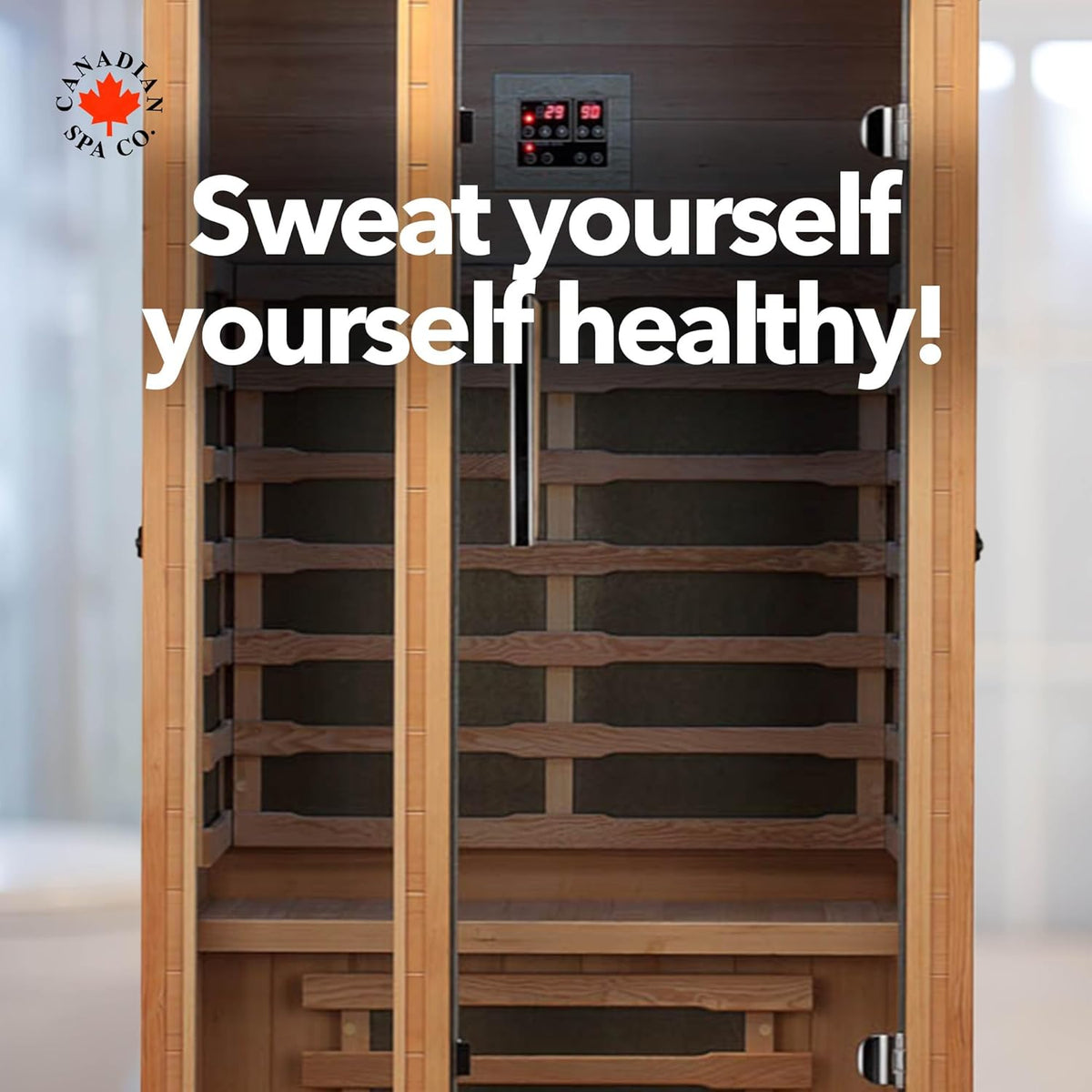 CANADIAN SPA CO. Chilliwack Infrared Cabin 1 Person, 102 x 97 x 191 cm, Infrared Sauna with Bluetooth Audio and LED Lighting, Sauna for Home - QUORE