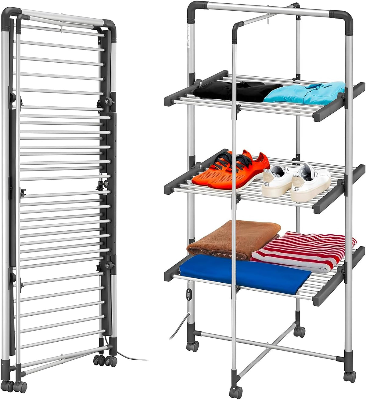 Elektrische wasdroger – Slim droger – Draagbare wasdroger – Elektrisch droogrek – Wasrek droger – 1200 W Vermogen – Verwarmde Lucht Tot 70 °C