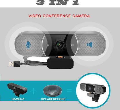 OwlBar Mini, conferentiecamera met microfoon en luidspreker, groothoek 2k QHD USB-videoconferentiecamera voor vergaderruimte en kantoor, compatibel met Zoom, MS Teams, Google Meet, laptop/pc/Mac