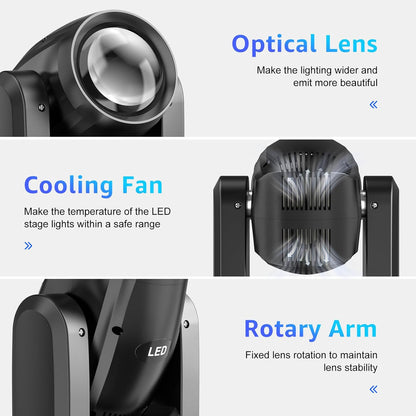 150 W Moving Head LED DMX Podium Licht 8 GOBO Roterende RGBW Spot Beam DJ Licht Geluid Geactiveerde Koplamp voor Kerst Disco Concert Party Bruiloften