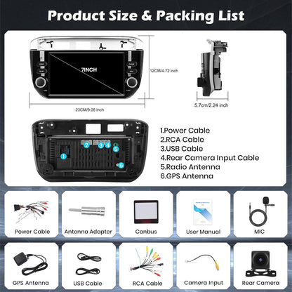 Hikity 4+64G Android 15 autoradio voor Fiat Punto 2012-2016 met 7 inch touchscreen, stereo radio met draadloze CarPlay Android Auto FM RDS radio BT GPS WiFi SWC Mirror Link + achteruitrijcamera + micr